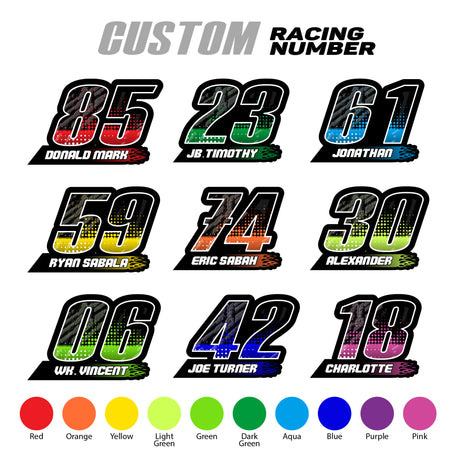 T13 Custom Racing Number Stickers Track Day Number Decals Rally Car Motocross Off-Road Bike - StickerBao Wheel Sticker Store