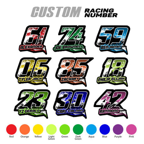 T11 Custom Racing Number Stickers Track Day Number Decals Rally Car Motocross Off-Road Bike - StickerBao Wheel Sticker Store