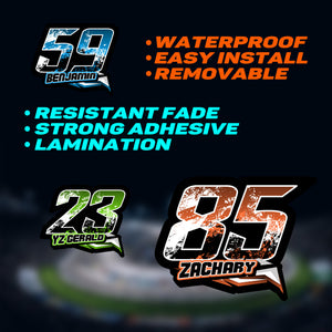 Custom Racing Number Stickers Die Cut Decal l T11