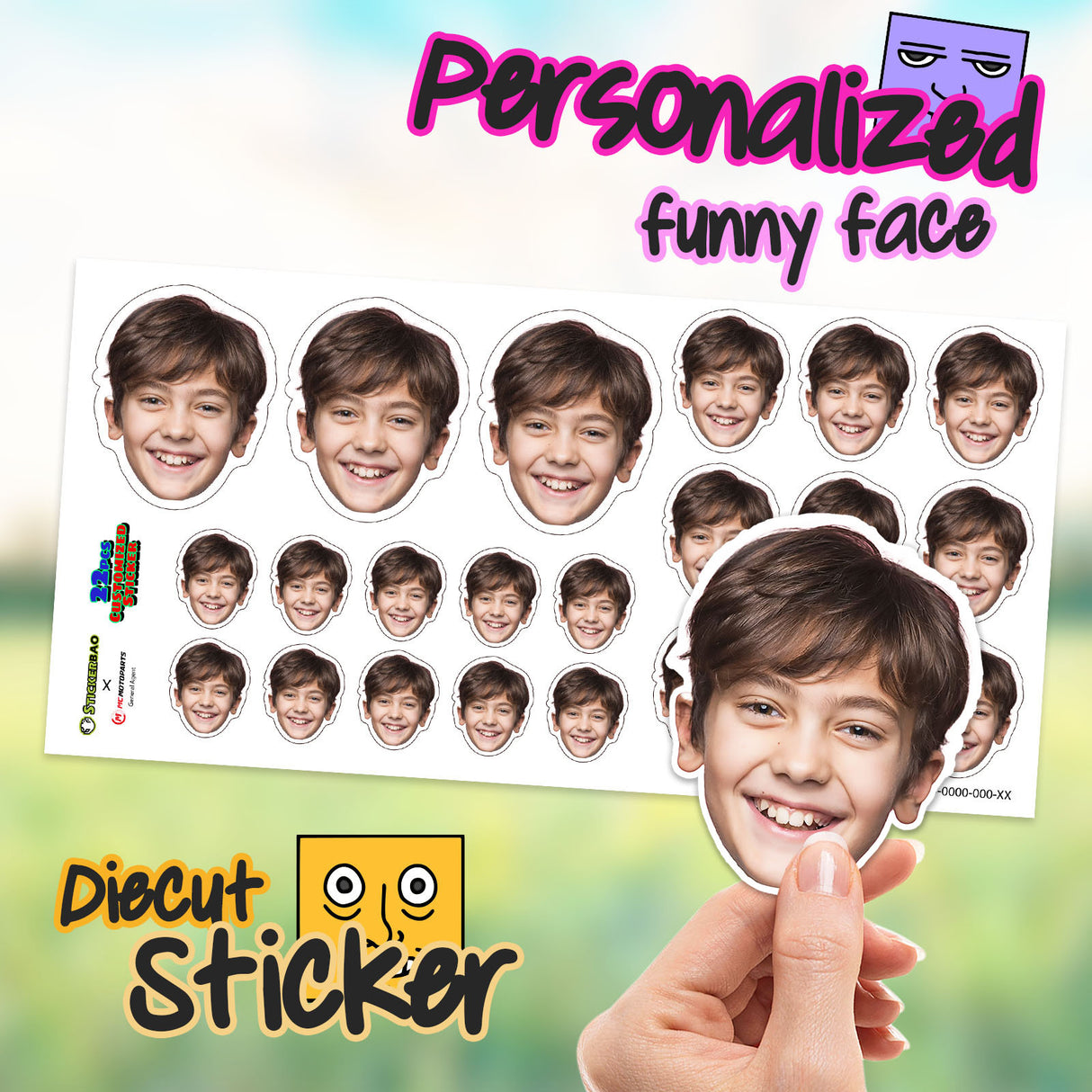Custom Photo Sticker - Face Sticker Sheet | Baby Stickers, Personalized Face Stickers, Turn Photo Into Sticker, Custom contour cut stickers