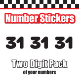 Single Number Decal Sticker Individual Numbers Decals 3 pcs Color Solid - Rounds Black Font