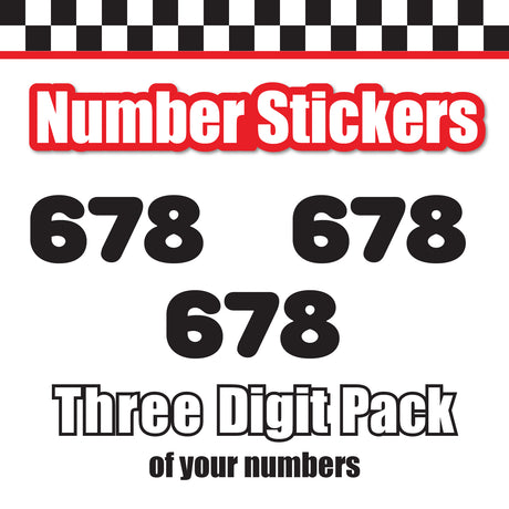 Single Number Decal Sticker Individual Numbers Decals 3 pcs Color Solid - Rounds Black Font