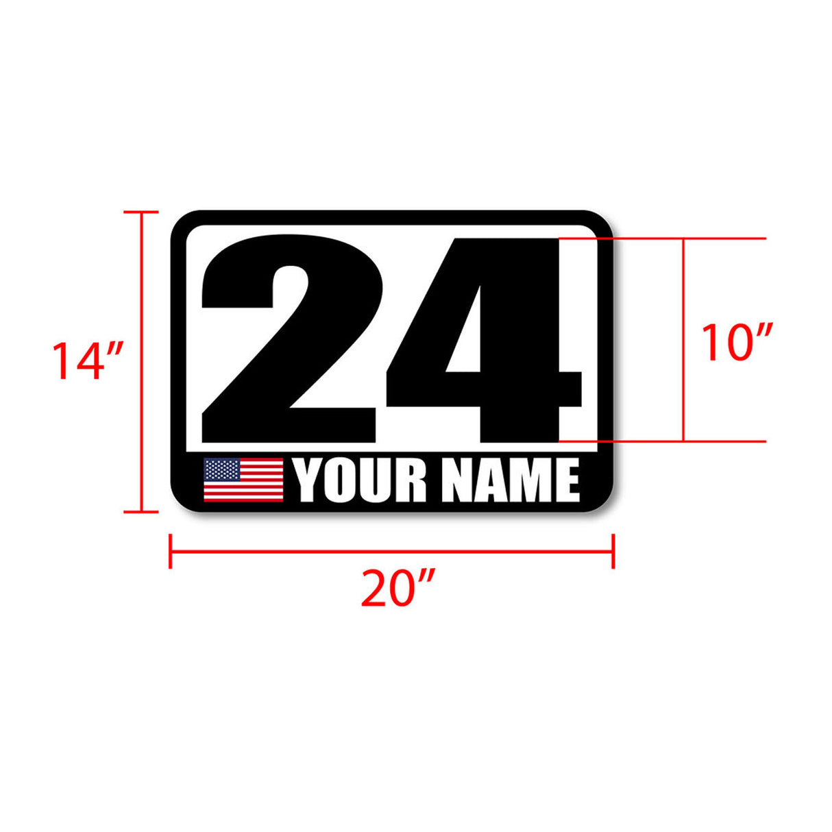 Custom Racing Autocross Numbers Sticker Name Flag Vinyl Decal 2 pieces 10 inch 12 inch 14 inch - StickerBao Wheel Sticker Store
