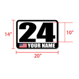 Custom Racing Autocross Numbers Sticker Name Flag Vinyl Decal 2 pieces 10 inch 12 inch 14 inch - StickerBao Wheel Sticker Store