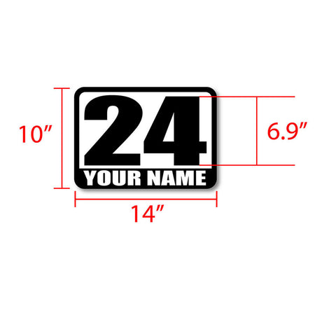 Racing Autocross Numbers Sticker Custom Name Vinyl Decal 2 pieces 10 inch 12 inch 14 inch - StickerBao Wheel Sticker Store