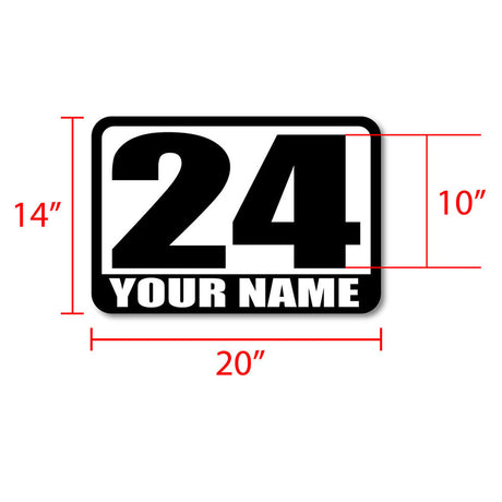 Racing Autocross Numbers Sticker Custom Name Vinyl Decal 2 pieces 10 inch 12 inch 14 inch - StickerBao Wheel Sticker Store