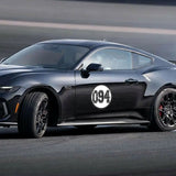 Calcomanía de vinilo con números de carreras de autocross personalizados, 2 piezas, círculo, palabras negras, fondo blanco, diámetro de 8 pulgadas, 10 pulgadas, 12 pulgadas, 15 pulgadas y 18 pulgadas