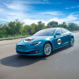 Calcomanía de vinilo con números de carreras de autocross personalizados, 2 piezas, círculo, palabras negras, fondo blanco, diámetro de 8 pulgadas, 10 pulgadas, 12 pulgadas, 15 pulgadas y 18 pulgadas