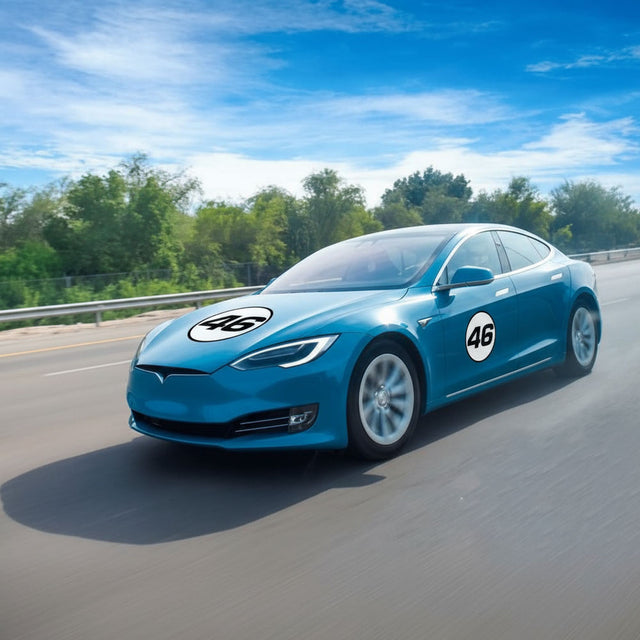 Calcomanía de vinilo con números de carreras de autocross personalizados, 2 piezas, círculo, palabras negras, fondo blanco, diámetro de 8 pulgadas, 10 pulgadas, 12 pulgadas, 15 pulgadas y 18 pulgadas