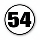 Calcomanía de vinilo con números de carreras de autocross personalizados, 2 piezas, círculo, palabras negras, fondo blanco, diámetro de 8 pulgadas, 10 pulgadas, 12 pulgadas, 15 pulgadas y 18 pulgadas