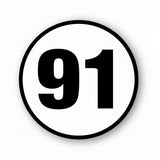 Calcomanía de vinilo con números de carreras de autocross personalizados, 2 piezas, círculo, palabras negras, fondo blanco, diámetro de 8 pulgadas, 10 pulgadas, 12 pulgadas, 15 pulgadas y 18 pulgadas