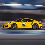 Calcomanía de vinilo con números de carreras de autocross personalizados, 2 piezas, círculo, palabras negras, fondo blanco, diámetro de 8 pulgadas, 10 pulgadas, 12 pulgadas, 15 pulgadas y 18 pulgadas