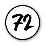 Calcomanía de vinilo con números de carreras de autocross personalizados, 2 piezas, círculo, palabras negras, fondo blanco, diámetro de 8 pulgadas, 10 pulgadas, 12 pulgadas, 15 pulgadas y 18 pulgadas