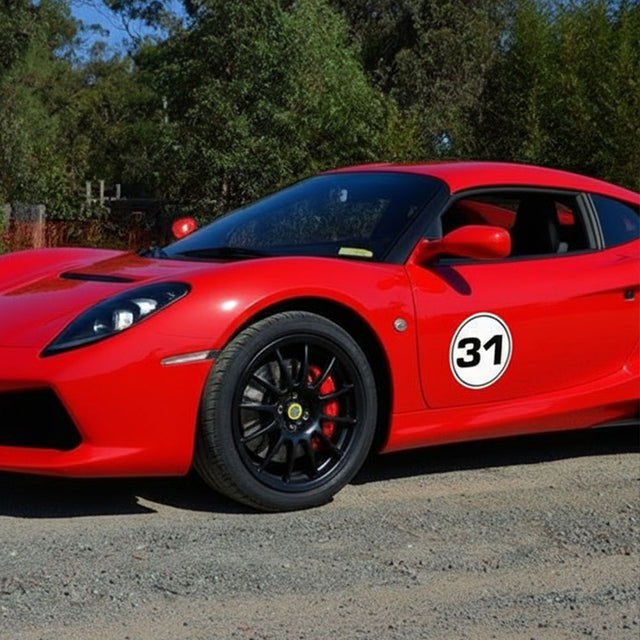 Calcomanía de vinilo con números de carreras de autocross personalizados, 2 piezas, círculo, palabras negras, fondo blanco, diámetro de 8 pulgadas, 10 pulgadas, 12 pulgadas, 15 pulgadas y 18 pulgadas