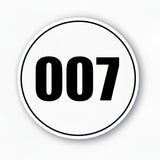 Calcomanía de vinilo con números de carreras de autocross personalizados, 2 piezas, círculo, palabras negras, fondo blanco, diámetro de 8 pulgadas, 10 pulgadas, 12 pulgadas, 15 pulgadas y 18 pulgadas