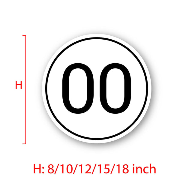Calcomanía de vinilo con números de carreras de autocross personalizados, 2 piezas, círculo, palabras negras, fondo blanco, diámetro de 8 pulgadas, 10 pulgadas, 12 pulgadas, 15 pulgadas y 18 pulgadas