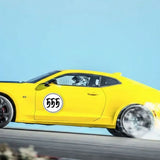 Calcomanía de vinilo con números de carreras de autocross personalizados, 2 piezas, círculo, palabras negras, fondo blanco, diámetro de 8 pulgadas, 10 pulgadas, 12 pulgadas, 15 pulgadas y 18 pulgadas