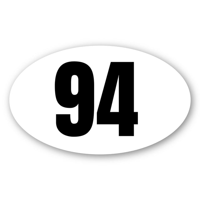 Custom Racing Number Stickers - Race Oval Number - Personalized Race Track Decals (2 of set) - 006D