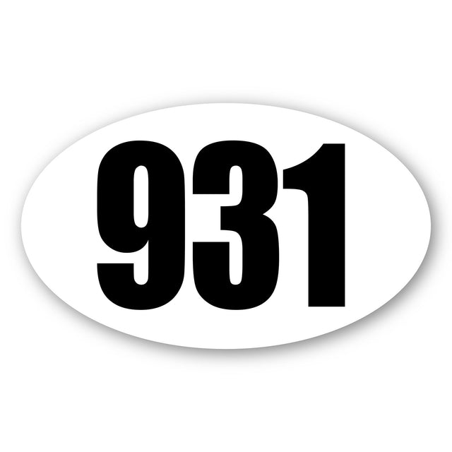 Custom Racing Number Stickers - Race Oval Number - Durable Track Day Decals (2 of set) - 006B