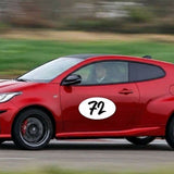 Custom Racing Number Stickers - Race Oval Number -Personalized Decal Kit (Set of 2) - 006M