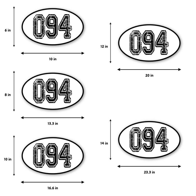 Custom Racing Number Stickers - Race Oval Number - 2 Piece Set for Motorsport - 006G