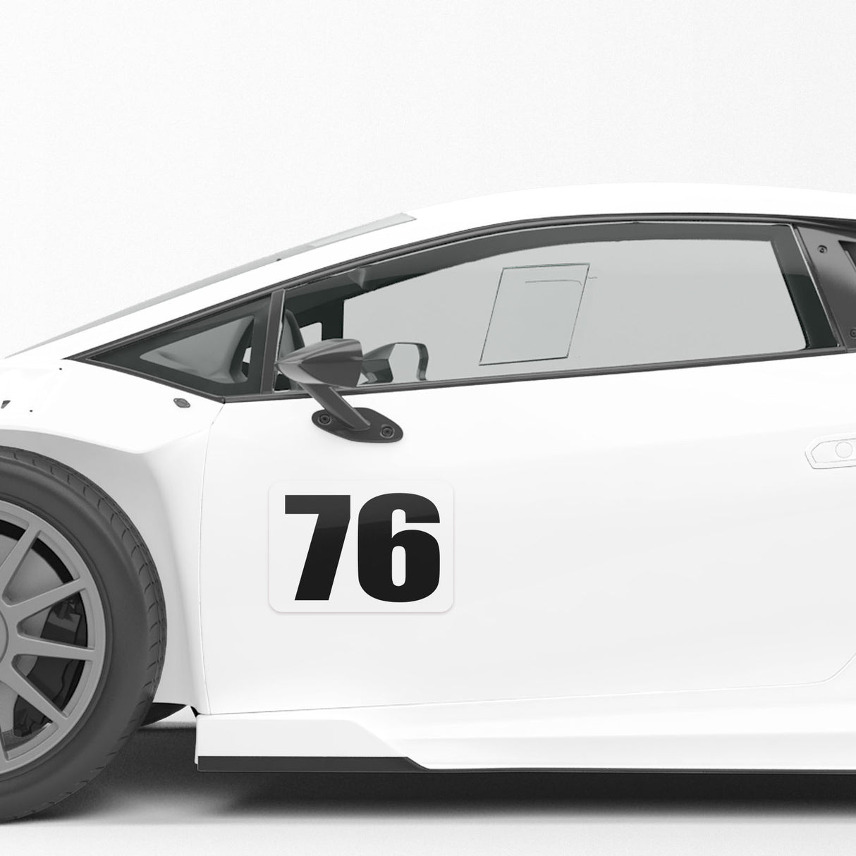Custom Autocross Racing Numbers Sticker Vinyl Decal 2 pieces Rectangle Black Words White Background 4" 6" 8" 10" 12" 15" inch