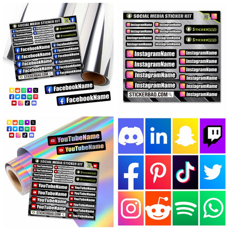 Custom Social Media Decals Instagram Tiktok Helmet User Name Stickers - StickerBao Wheel Sticker Store