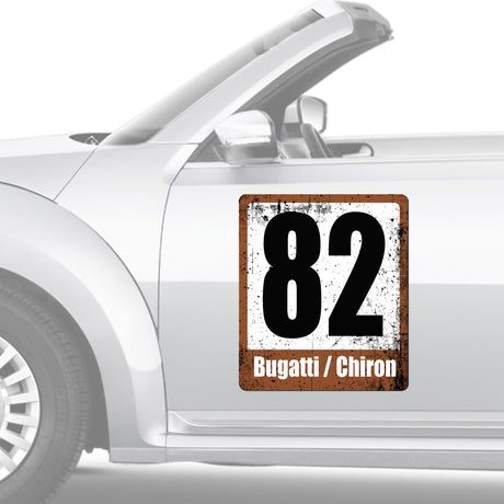 Retro Autocross Custom Racing Car Numbers Sticker Magnet Vinyl Decal Make Model 2 pieces 12 inch x 15 inch - StickerBao Wheel Sticker Store