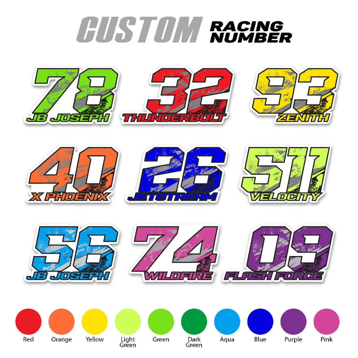 T19 Custom Racing Number Stickers Track Day Number Decals Rally Car Motocross Off-Road Bike - StickerBao Wheel Sticker Store