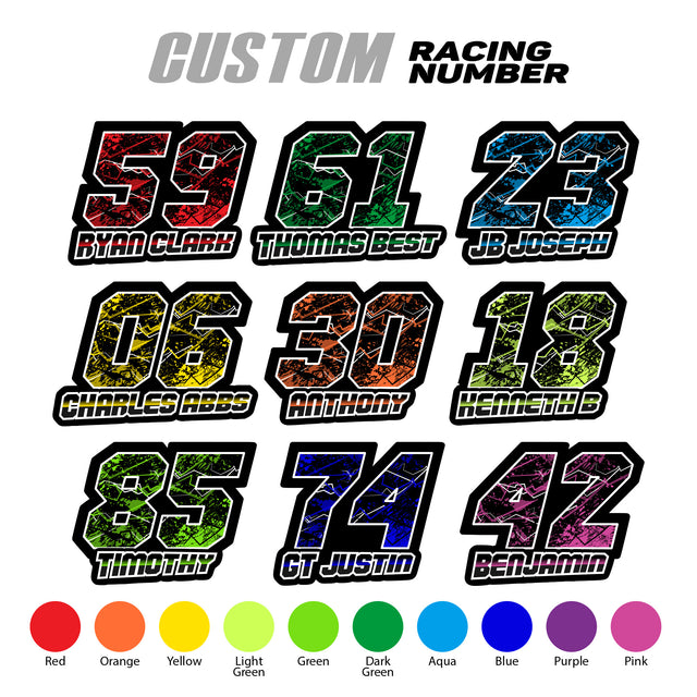 T10 Custom Racing Number Stickers Track Day Number Decals Rally Car Motocross Off-Road Bike - StickerBao Wheel Sticker Store