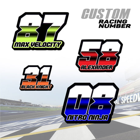 Unleash your style with our custom racing number stickers.