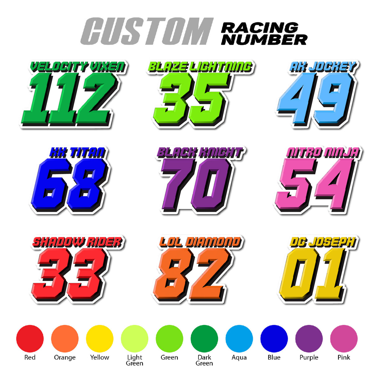 カスタム レーシング ナンバー ステッカー ダイカット デカール | T14
