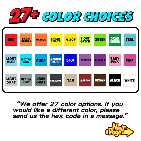 We provide a wide range of color options, with a selection of 27 hues including popular choices such as red, orange, yellow, green, blue, purple, and pink.