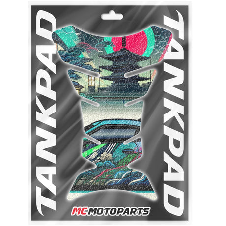 Motorcycle Tank Protectors Tank Pad Gas Anti Slip Pattern Fish Bone Vintage Wave - StickerBao Wheel Sticker Store