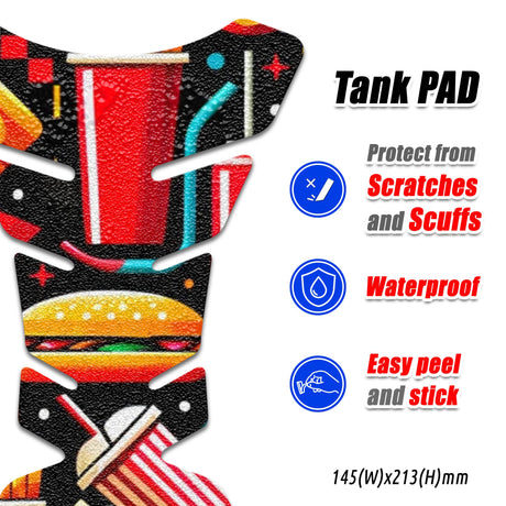 Motorcycle Tank Protectors Tank Pad Gas Anti Slip Pattern Fish Bone Vintage Wave - StickerBao Wheel Sticker Store