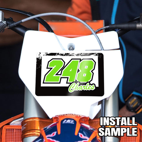 [Do It Your Way] Personal Custom Dirt Bike Race Number Plate Stickers Name Decals Graphics 3 pcs Rectangle - StickerBao Wheel Sticker Store