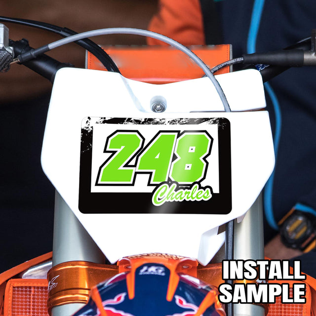 [Do It Your Way] Personal Custom Dirt Bike Race Number Plate Stickers Name Decals Graphics 3 pcs Rectangle - StickerBao Wheel Sticker Store