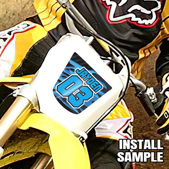 [Do It Your Way] Personal Custom Dirt Bike Race Number Plate Stickers Name Decals Graphics 3 pcs Trapezoidal - StickerBao Wheel Sticker Store