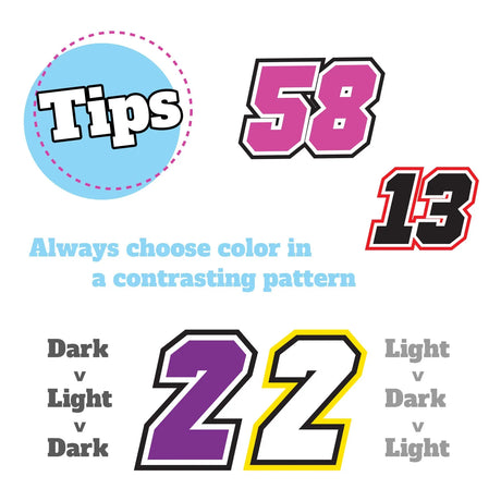 [Do It Your Way] Personal Custom Race Number Plate Stickers Decals Graphics 3 pcs Jersey Sharp - StickerBao Wheel Sticker Store