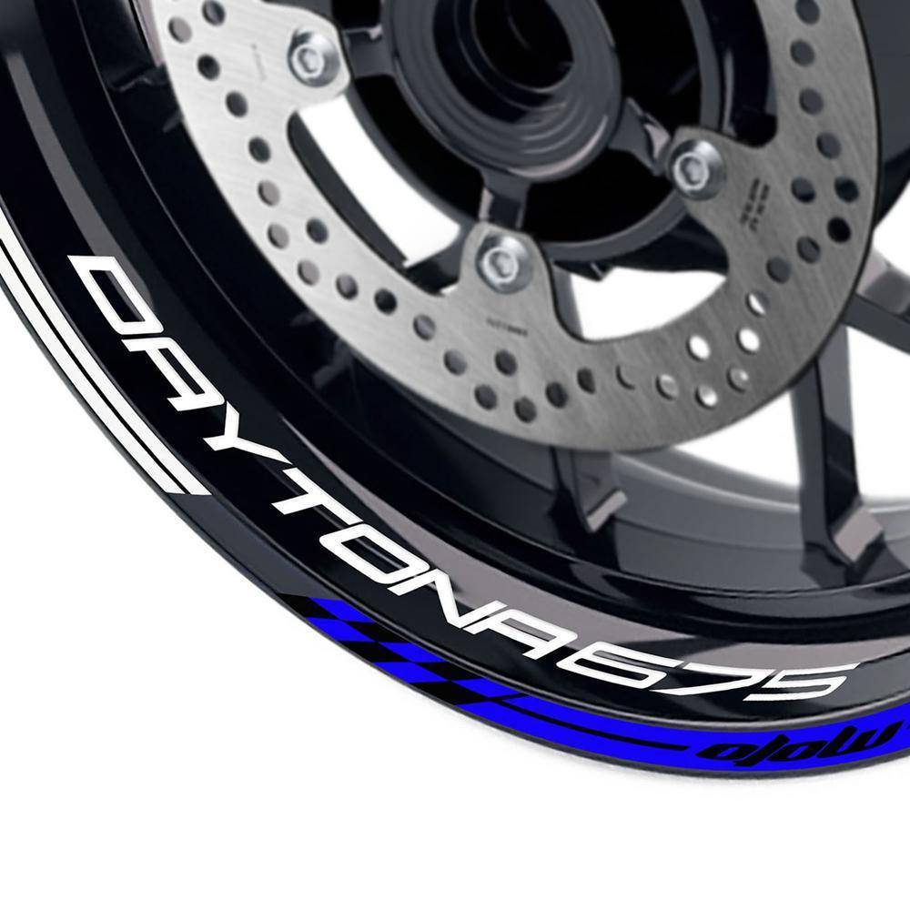 For Triumph Daytona 675 R Logo MOTO 17 inch Rim Wheel Stickers GP01 Racing Check.
