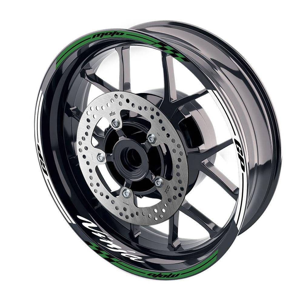 For Kawasaki Ninja 1000 650 400 Logo MOTO 17 inch Rim Wheel Stickers GP01 Racing Check.
