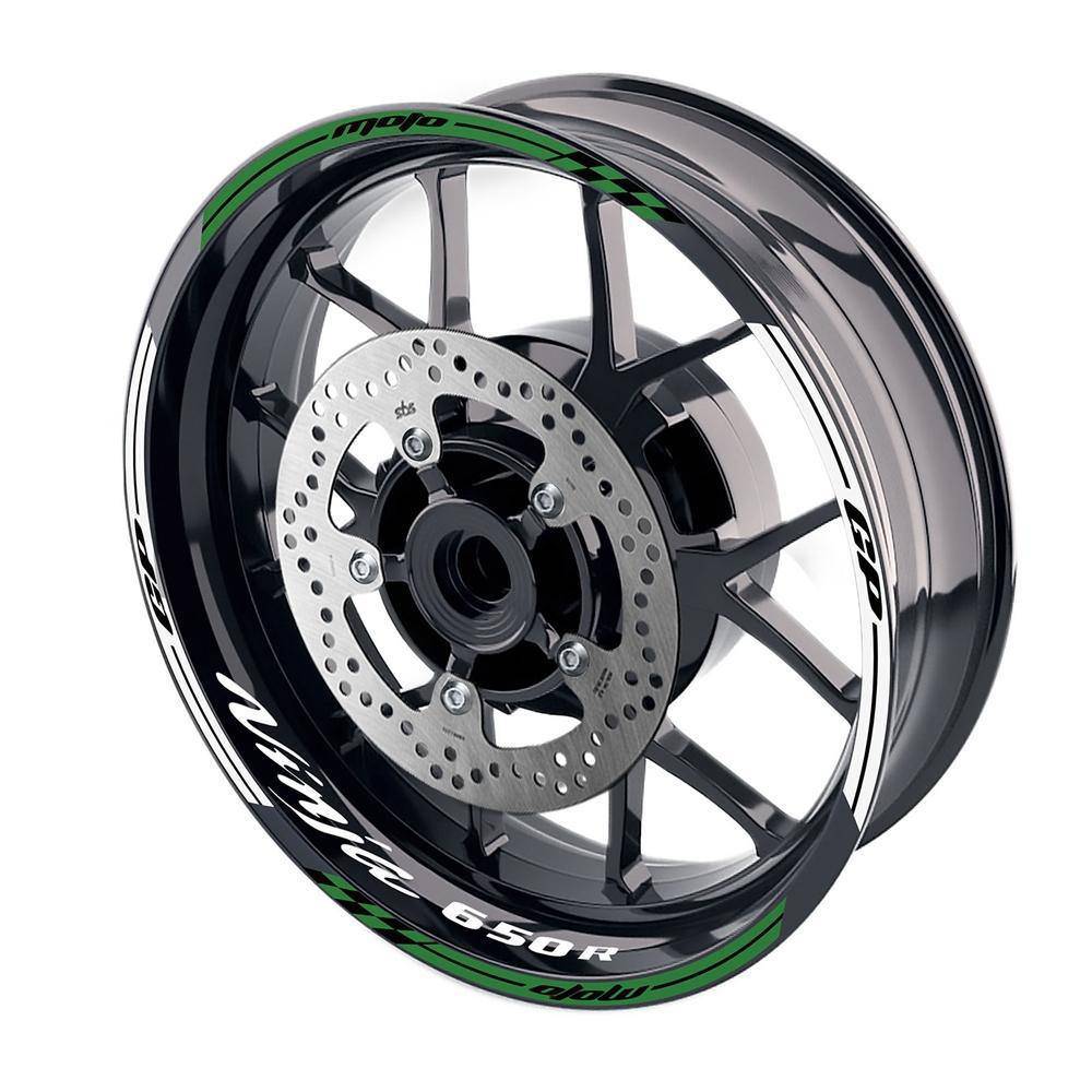 For Kawasaki Ninja 650R Logo MOTO 17 inch Rim Wheel Stickers GP01 Racing Check.