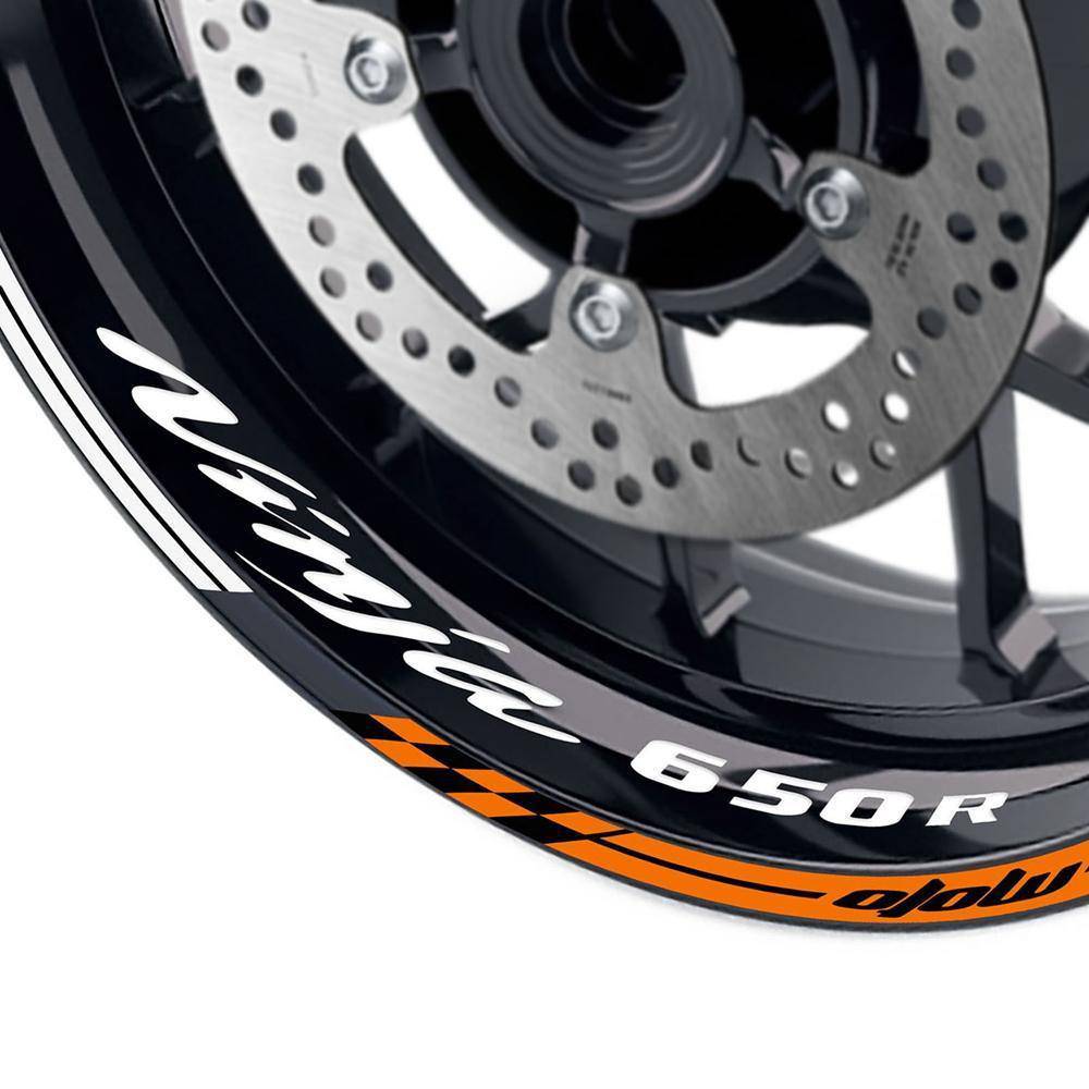 For Kawasaki Ninja 650R Logo MOTO 17 inch Rim Wheel Stickers GP01 Racing Check.