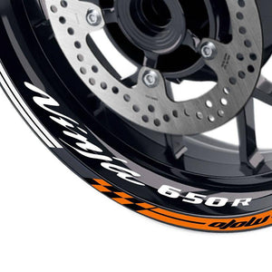 For Kawasaki Ninja 650R Logo MOTO 17'' Rim Wheel Stickers GP01 Racing Check.