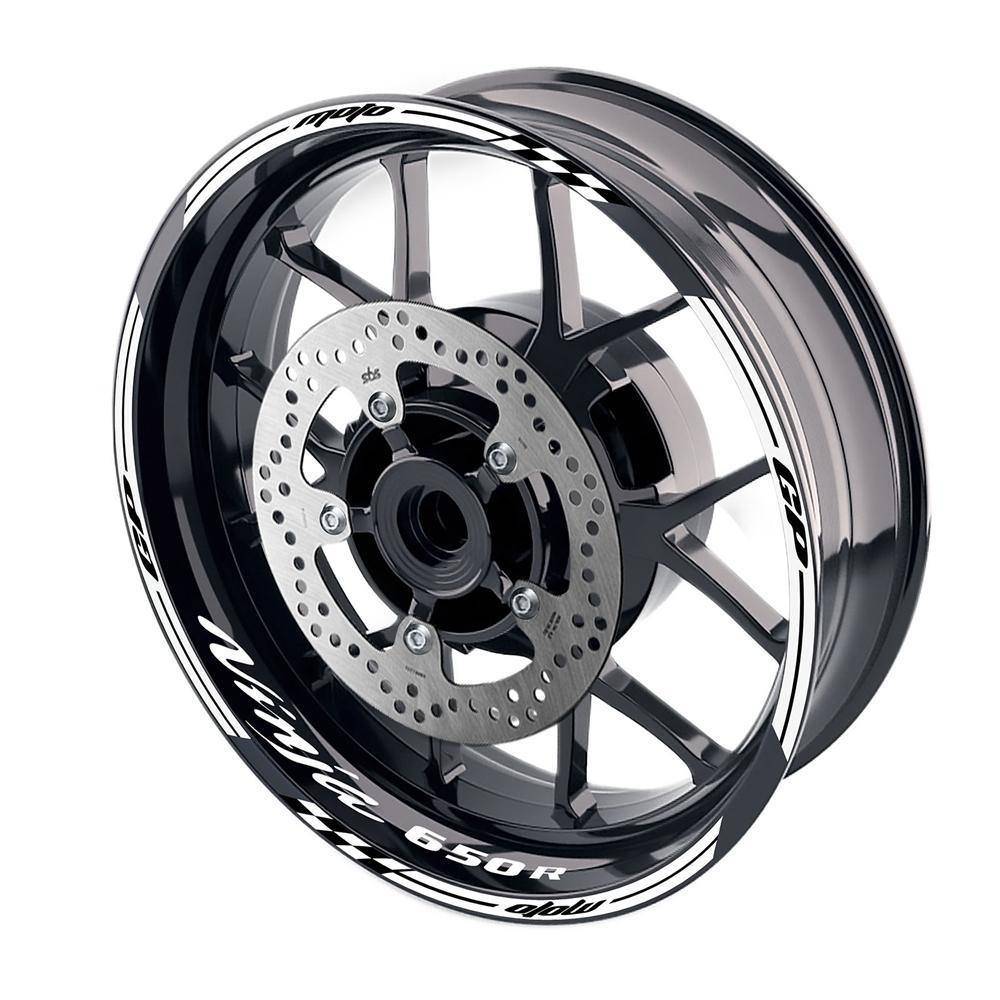For Kawasaki Ninja 650R Logo MOTO 17 inch Rim Wheel Stickers GP01 Racing Check.