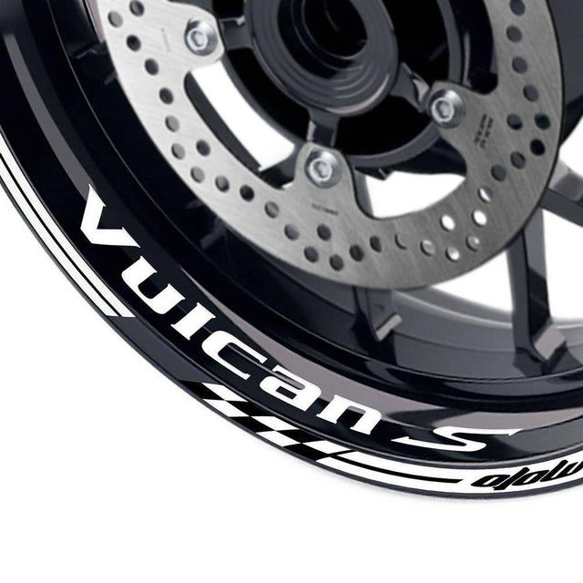 For Kawasaki Vulcan S 650 EN650 Logo MOTO 17 inch Rim Wheel Stickers GP01 Racing Check.