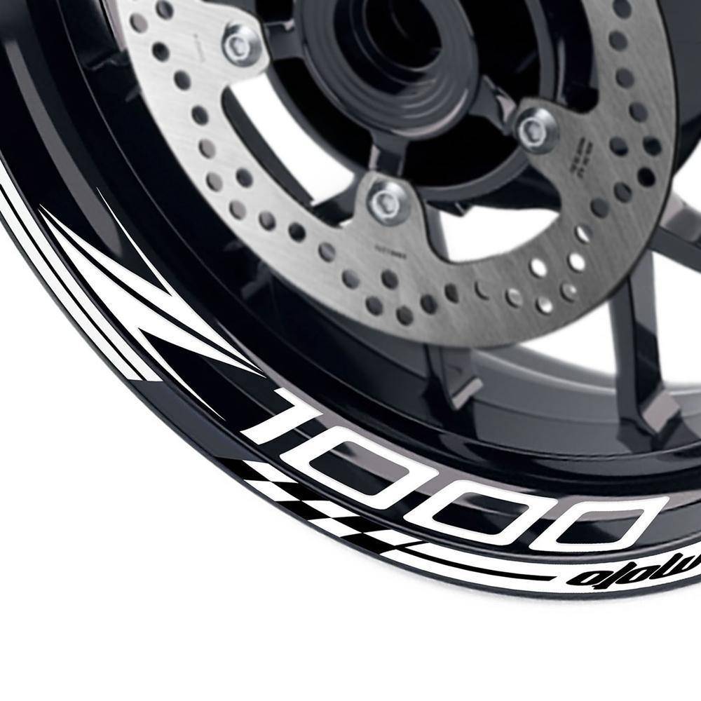 For Kawasaki Z1000 Logo MOTO 17 inch Rim Wheel Stickers GP01 Racing Check.