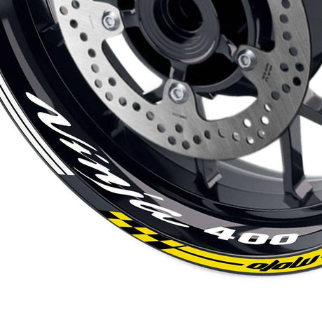 For Kawasaki Ninja 400 EX400 Logo MOTO 17 inch Rim Wheel Stickers GP01 Racing Check.