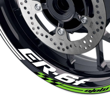 For Kawasaki ER-6F Logo MOTO 17 inch Rim Wheel Stickers GP02 Stripes.