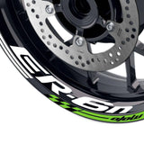 For Kawasaki ER-6N Logo MOTO 17 inch Rim Wheel Stickers GP02 Stripes.